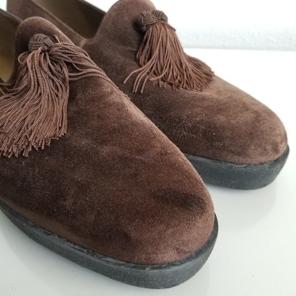 Stuart Weitzman tassel suede loafers choc brown 8M - Picture 8 of 13